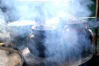 Pots on smoky fire michoacan mexico